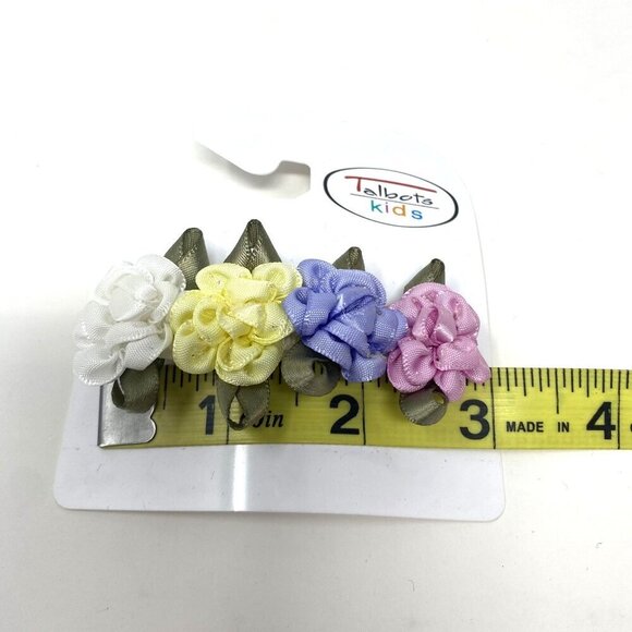 Vintage Talbots Kids Hair Clip 4 Pastel Rosettes 3" Girls French Barrette - Picture 5 of 6